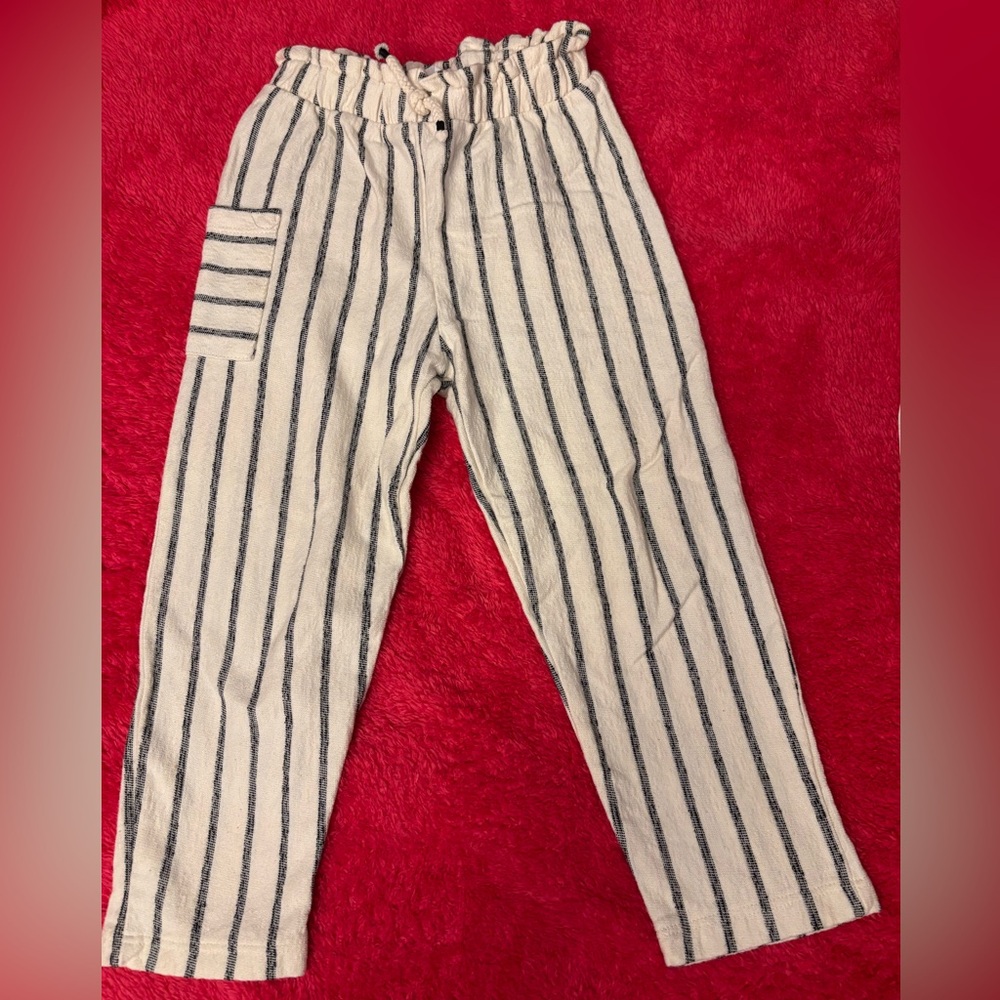 Zara Kids Striped Pants - Cream and Black